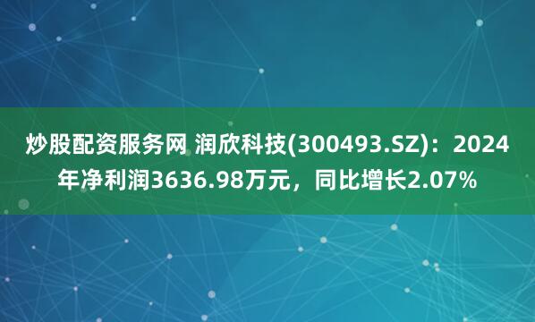 炒股配资服务网 润欣科技(300493.SZ)：2024年净利润3636.98万元，同比增长2.07%